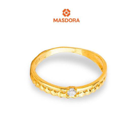 MASDORA 916 Gold Ring Rings Cincin Emas ~ Golden Honeycomb Solitaire (EMAS 916/22K)