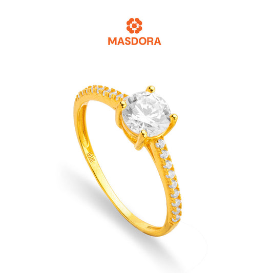 MASDORA 916 Gold Ring Rings Cincin Emas ~ Sparkling Luminous Solitaire (EMAS 916/22K)