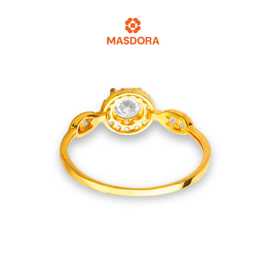 MASDORA 916 Gold Ring Rings Cincin Emas ~ Sparkling D Halo (EMAS 916/22K)