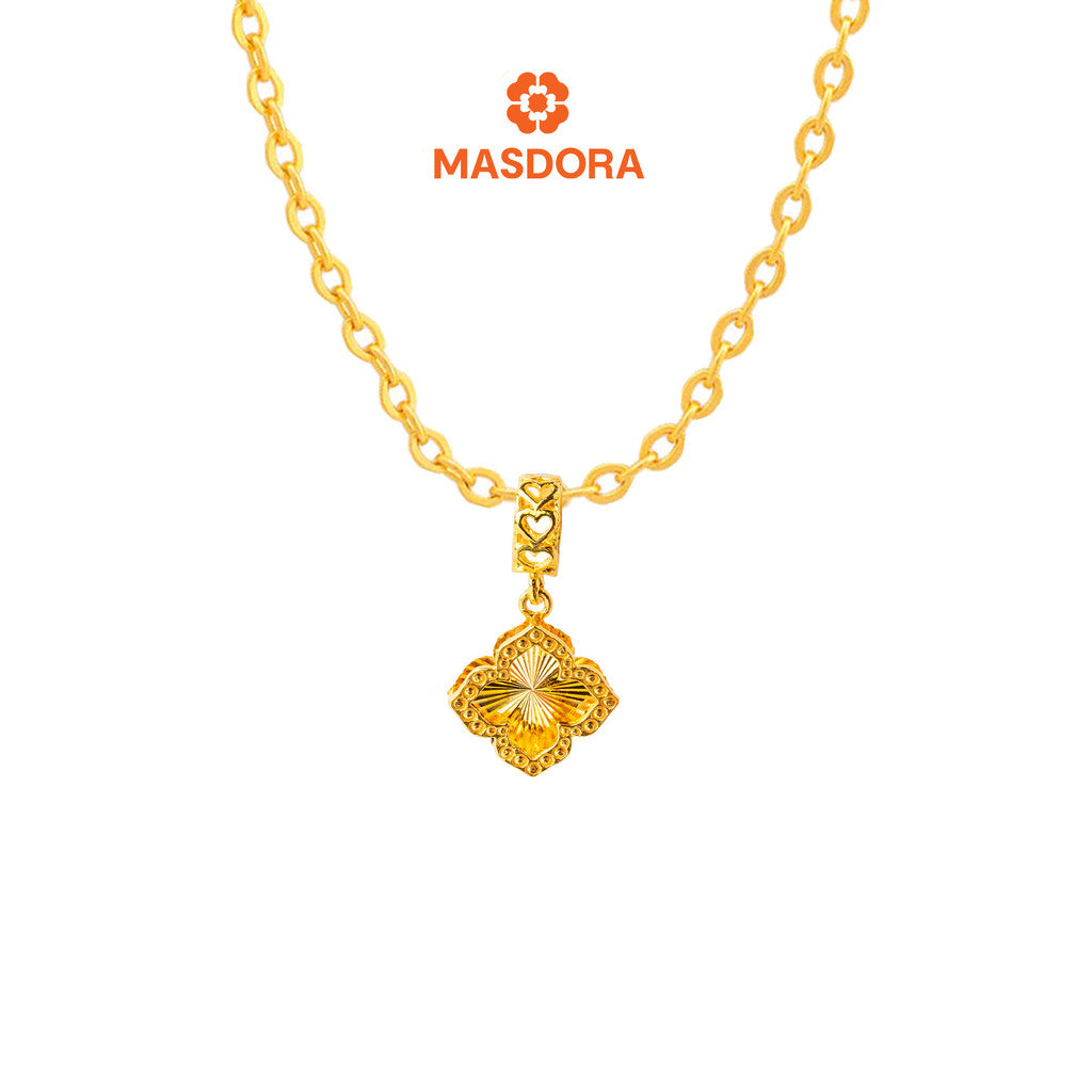 MASDORA 916 Gold Pendant Loket Emas ~ Golden Shiny Alhambra (EMAS 916/22K)