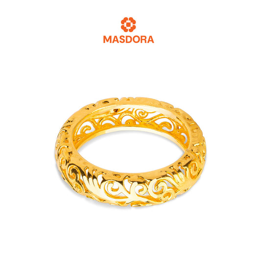 MASDORA 916 Gold Ring Rings Cincin Emas ~ HG Golden Fretwork Band (EMAS 916/22K)