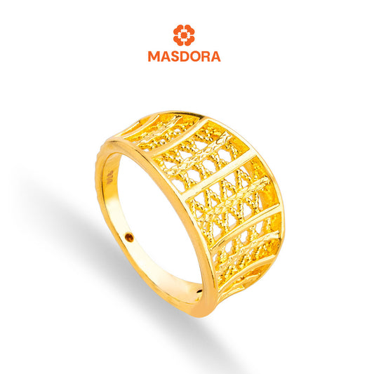 MASDORA 916 Gold Ring Rings Cincin Emas ~ HG Golden Wide Cascade (EMAS 916/22K)