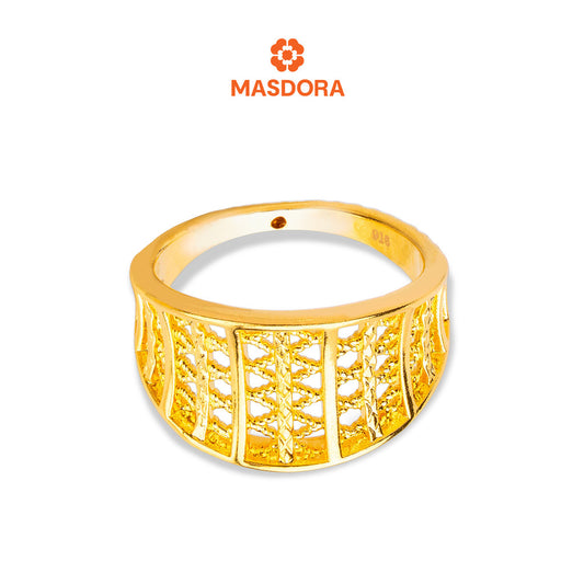 MASDORA 916 Gold Ring Rings Cincin Emas ~ HG Golden Wide Cascade (EMAS 916/22K)