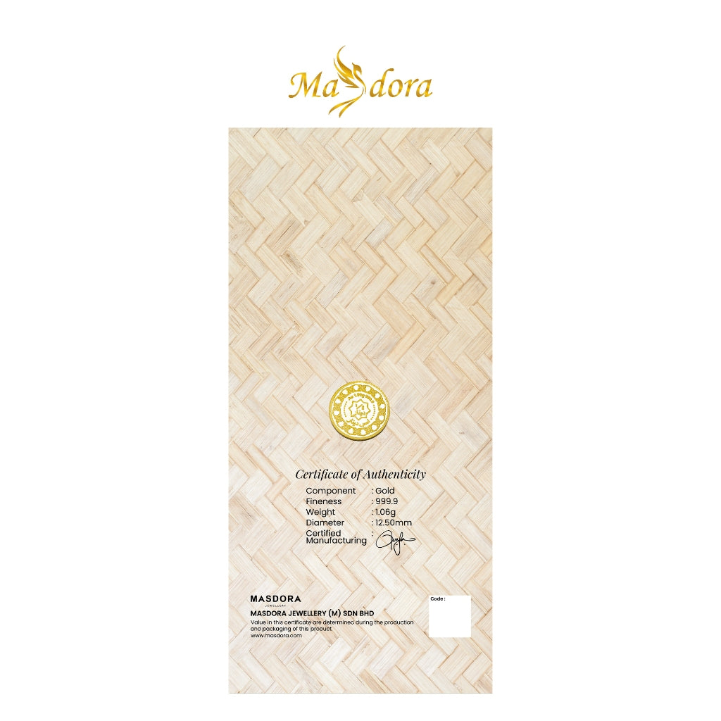 MASDORA 999.9 Gold 1/4 Dinar (1.06GM) Gift Series ~ Pocket 1/4 Dinar (1.06GM) Raya Collection 2024 (EMAS 999.9/24K)