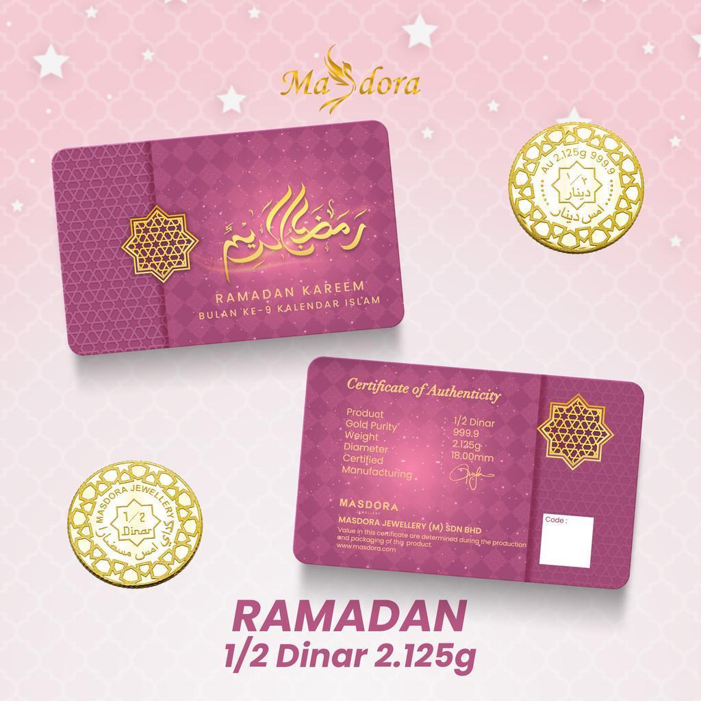 MASDORA 999.9 Gold 1/2 Dinar (2.125GM) ~ Islamic Calendar Collection (EMAS 999.9/24K)