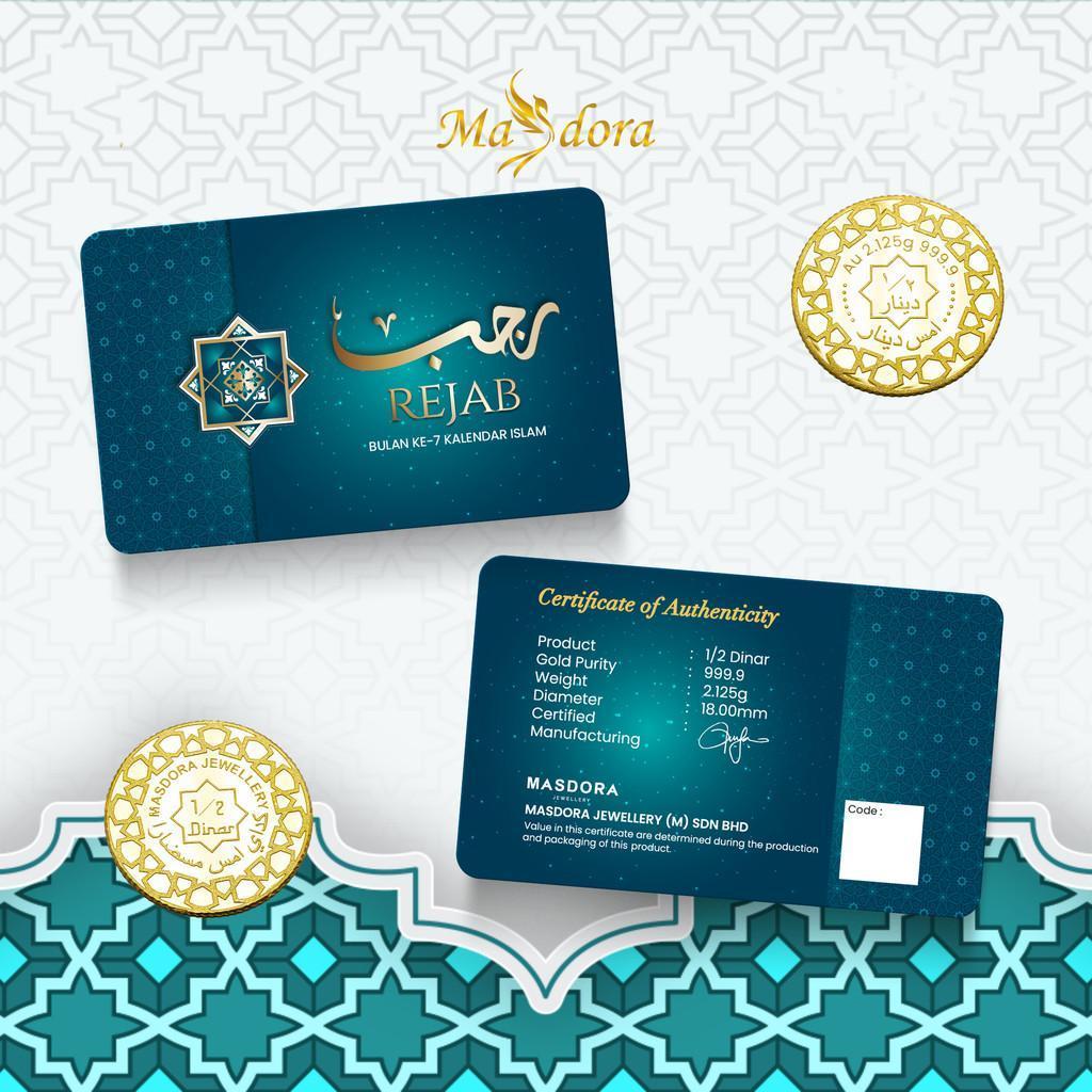 MASDORA 999.9 Gold 1/2 Dinar (2.125GM) ~ Islamic Calendar Collection (EMAS 999.9/24K)