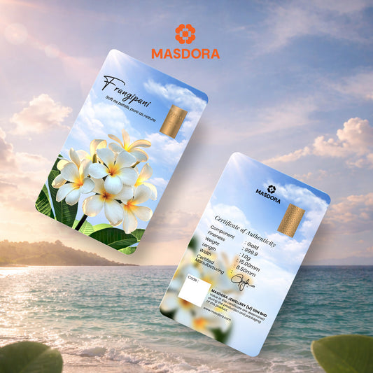 MASDORA 999.9 Gold Bar 1.00GM Flower Series ~ Frangipani Flower (EMAS 999.9/24K)