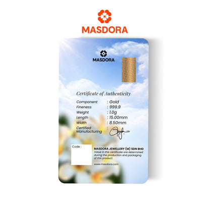 MASDORA 999.9 Gold Bar 1.00GM Flower Series ~ Frangipani Flower (EMAS 999.9/24K)