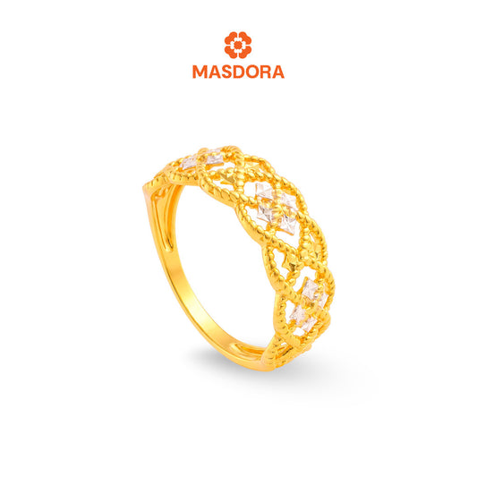 MASDORA 916 Gold Ring Rings Cincin Emas ~ Duotone Braided Songket  (EMAS 916/22K)