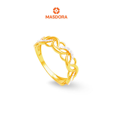 MASDORA 916 Gold Ring Rings Cincin Emas ~ Duotone Crescent Chain (EMAS 916/22K)