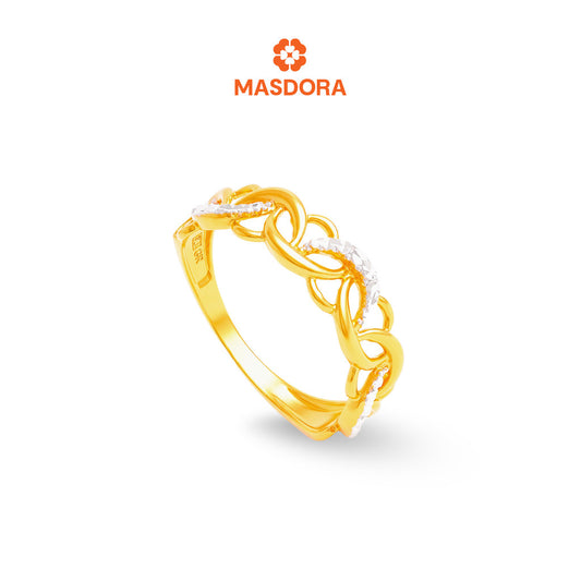 MASDORA 916 Gold Ring Rings Cincin Emas ~ Duotone Crescent Chain (EMAS 916/22K)