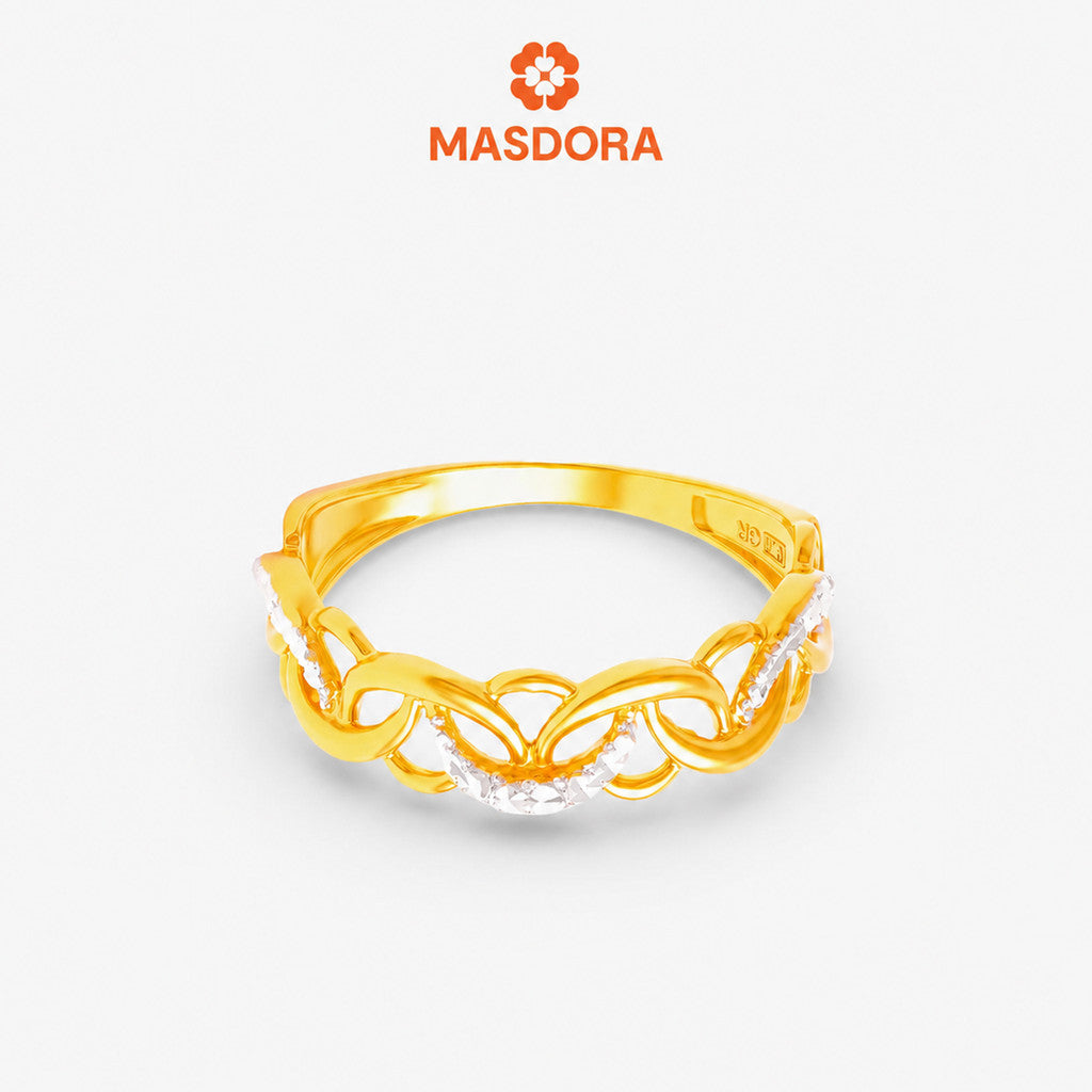 MASDORA 916 Gold Ring Rings Cincin Emas ~ Duotone Crescent Chain (EMAS 916/22K)