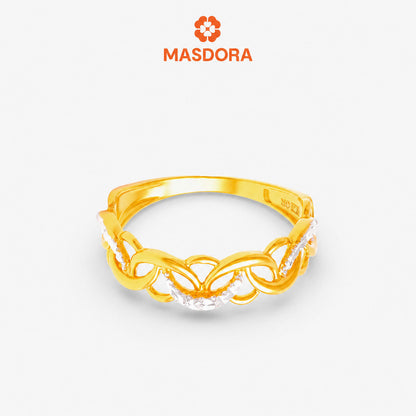 MASDORA 916 Gold Ring Rings Cincin Emas ~ Duotone Crescent Chain (EMAS 916/22K)