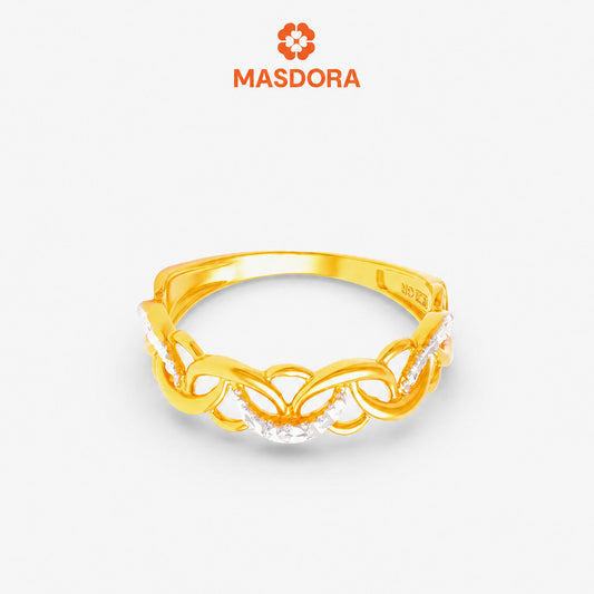 MASDORA 916 Gold Ring Rings Cincin Emas ~ Duotone Crescent Chain (EMAS 916/22K)