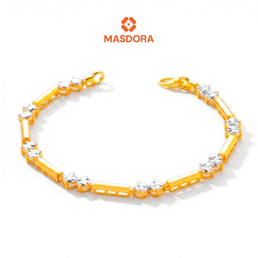 MASDORA 916 Gold Bracelet Rantai Tangan Emas ~ Duotone Double Shiny Beads (EMAS 916/22K)