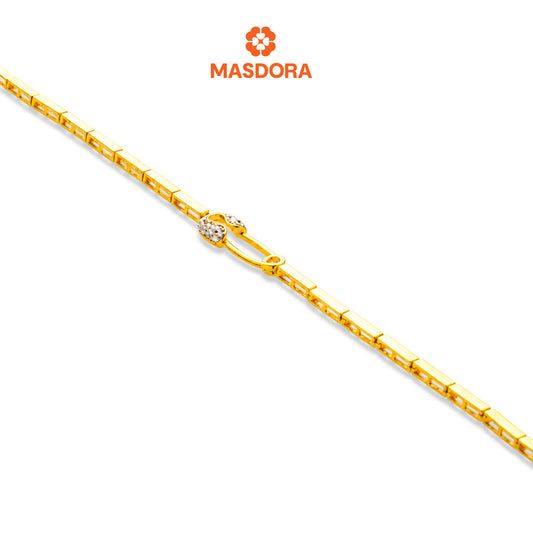 MASDORA 916 Gold Bracelet Rantai Tangan Emas ~ Duotone Lined Safety Pin (EMAS 916/22K)