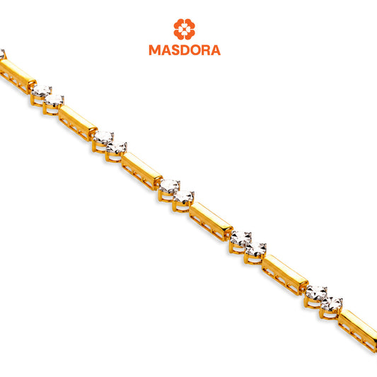 MASDORA 916 Gold Bracelet Rantai Tangan Emas ~ Duotone Double Shiny Beads (EMAS 916/22K)