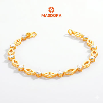 MASDORA 916 Gold Bracelet Rantai Tangan Emas ~ Duotone Rhombic Chain (EMAS 916/22K)
