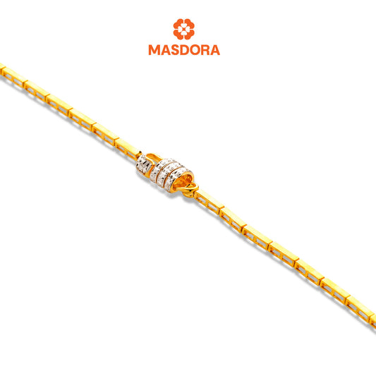 MASDORA 916 Gold Bracelet Rantai Tangan Emas ~ Duotone Locked Safety Pin (EMAS 916/22K)