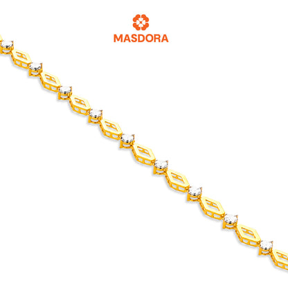 MASDORA 916 Gold Bracelet Rantai Tangan Emas ~ Duotone Rhombic Chain (EMAS 916/22K)