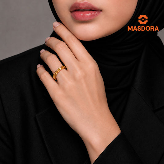 MASDORA 916 Gold Ring Rings Cincin Emas ~ Mini Fiona Swirl (EMAS 916/22K)