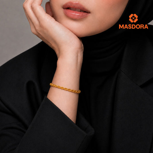 MASDORA 916 Gold Bracelet Rantai Tangan Emas ~ Golden Rapunzel 3 Layer (EMAS 916/22K)