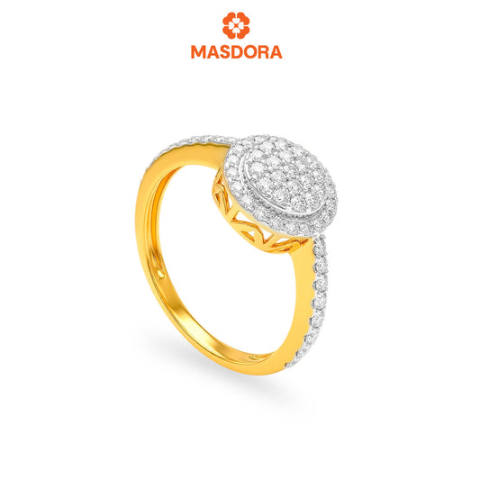 MASDORA 916 Gold Ring Rings Cincin Emas ~ Duotone Enhanced Halo (EMAS 916/22K)