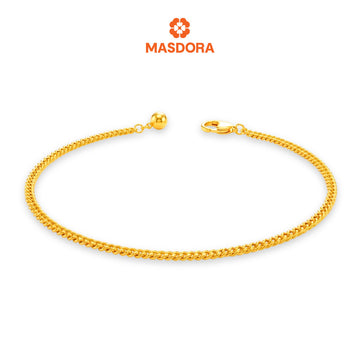 MASDORA 916 Gold Anklet Rantai Kaki Gelang Kaki Emas ~ Gajah Licin Bell (EMAS 916/22K)