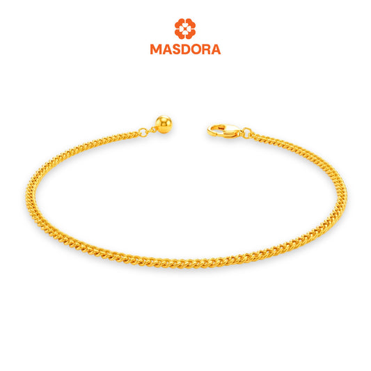 MASDORA 916 Gold Anklet Rantai Kaki Gelang Kaki Emas ~ Gajah Licin Bell (EMAS 916/22K)