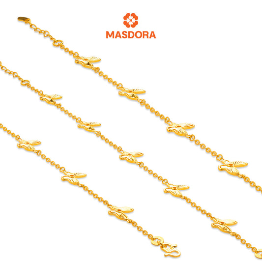 MASDORA 916 Gold Bracelet Rantai Tangan Emas ~ Butterfly Laser Cutting (EMAS 916/22K)