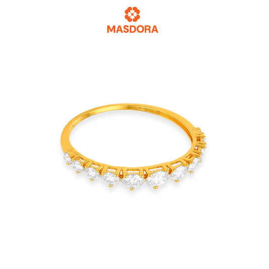 MASDORA 916 Gold Ring Rings Cincin Emas ~ Duotone Throned Diamond Cut (EMAS 916/22K)