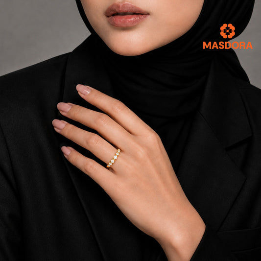 MASDORA 916 Gold Ring Rings Cincin Emas ~ Duotone Throned Diamond Cut (EMAS 916/22K)
