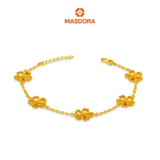 MASDORA 916 Gold Bracelet Rantai Tangan Emas ~ Golden Curved Fleurs (EMAS 916/22K)