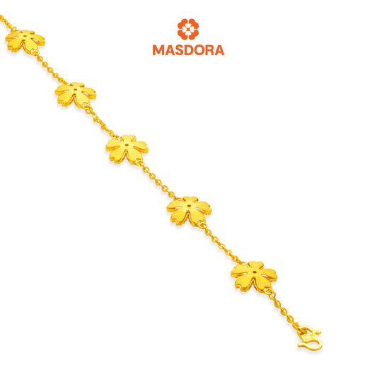 MASDORA 916 Gold Bracelet Rantai Tangan Emas ~ Golden Curved Fleurs (EMAS 916/22K)