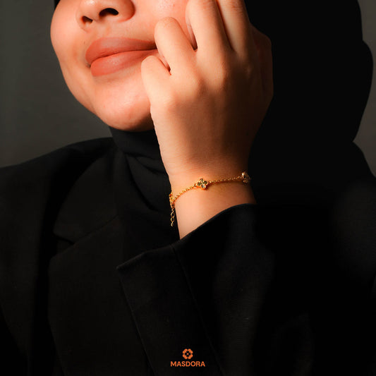 MASDORA 916 Gold Bracelet Rantai Tangan Emas ~ Mini Solid Clover (5F) (EMAS 916/22K)