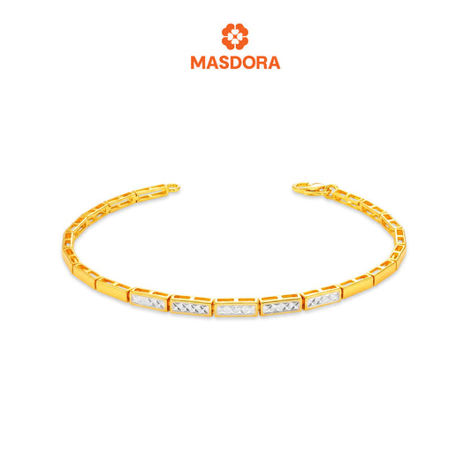 MASDORA 916 Gold Bracelet Rantai Tangan Emas ~ Duotone Centre Lined Cutting (EMAS 916/22K)