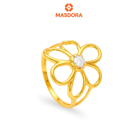 MASDORA 916 Gold Ring Rings Cincin Emas ~ Duotone Stylish Daisy (EMAS 916/22K)