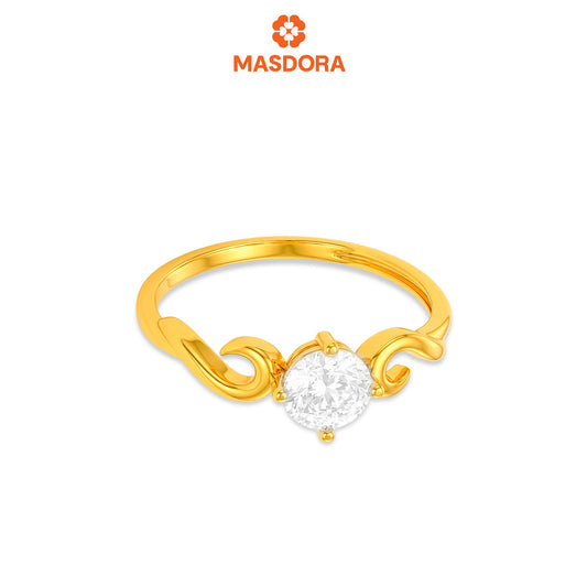 MASDORA 916 Gold Ring Rings Cincin Emas ~ Golden Spline Solitaire (EMAS 916/22K)