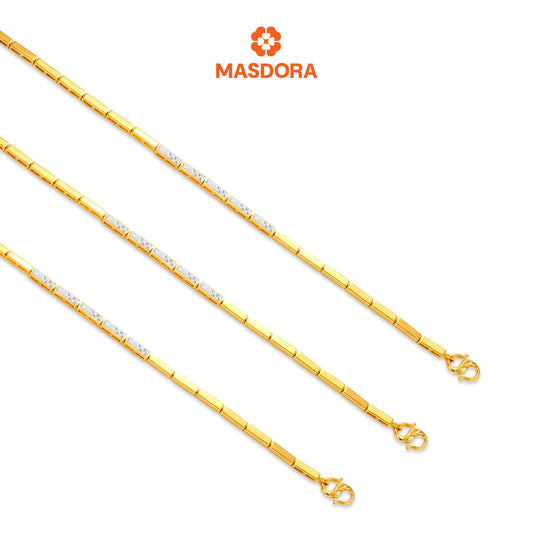 MASDORA 916 Gold Bracelet Rantai Tangan Emas ~ Duotone Centre Lined Cutting (EMAS 916/22K)