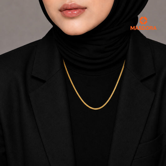 MASDORA 916 Gold Necklace Rantai Leher Emas ~ Box Scale Chain (EMAS 916/22K)