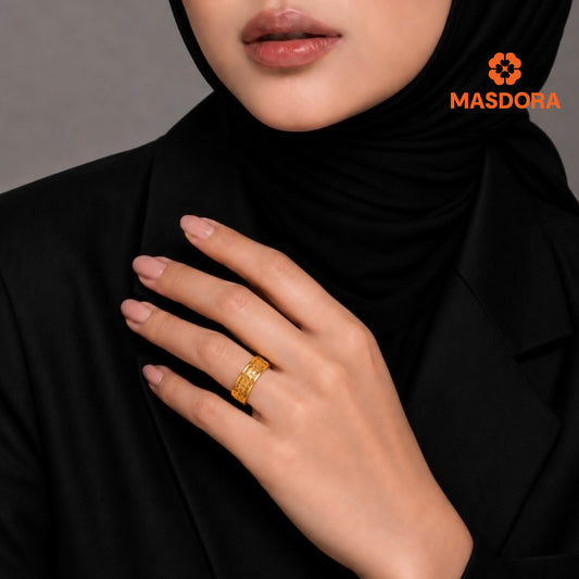 MASDORA 916 Gold Ring Rings Cincin Emas ~ CBR Marjorie Shiny Cutting (EMAS 916/22K)