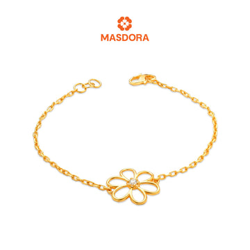 MASDORA 916 Gold Bracelet Rantai Tangan Emas ~ Duotone Single Stylish Daisy (EMAS 916/22K)