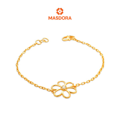 MASDORA 916 Gold Bracelet Rantai Tangan Emas ~ Duotone Single Stylish Daisy (EMAS 916/22K)