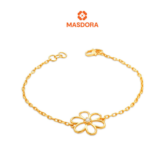MASDORA 916 Gold Bracelet Rantai Tangan Emas ~ Duotone Single Stylish Daisy (EMAS 916/22K)