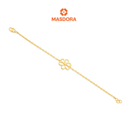 MASDORA 916 Gold Bracelet Rantai Tangan Emas ~ Duotone Single Stylish Daisy (EMAS 916/22K)