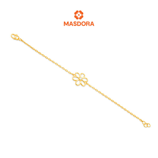 MASDORA 916 Gold Bracelet Rantai Tangan Emas ~ Duotone Single Stylish Daisy (EMAS 916/22K)