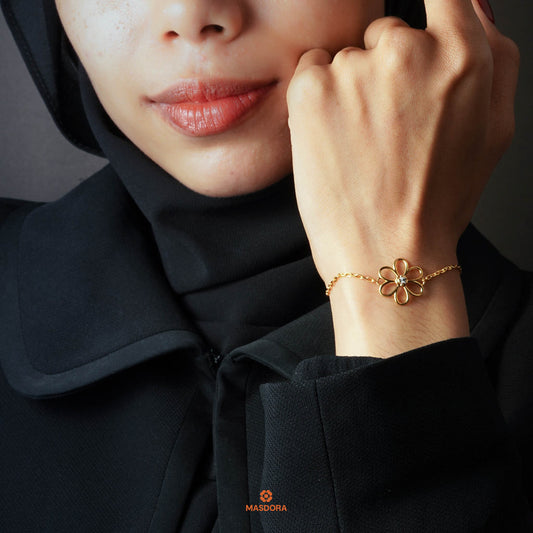 MASDORA 916 Gold Bracelet Rantai Tangan Emas ~ Duotone Single Stylish Daisy (EMAS 916/22K)