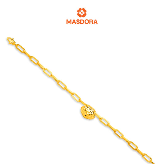 MASDORA 916 Gold Bracelet Rantai Tangan Emas ~ Elegant Fluffy Love Cutting (EMAS 916/22K)