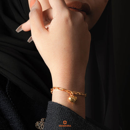MASDORA 916 Gold Bracelet Rantai Tangan Emas ~ Elegant Fluffy Love Cutting (EMAS 916/22K)