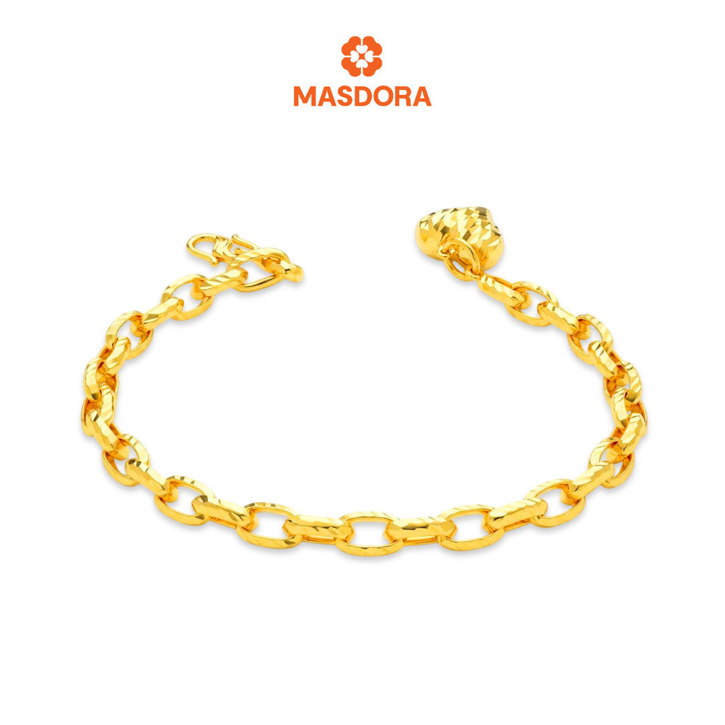 MASDORA 916 Gold Bracelet Rantai Tangan Emas ~ Golden Fluffy Love Anchor (EMAS 916/22K)